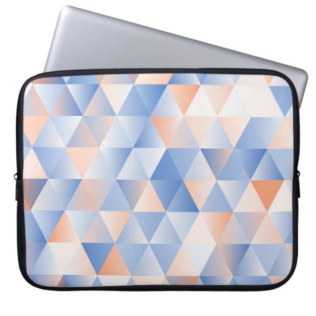 Soft Blue Orange Triangles Laptop Sleeve (Front)