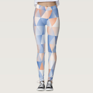 Soft Blue Orange Triangles Leggings