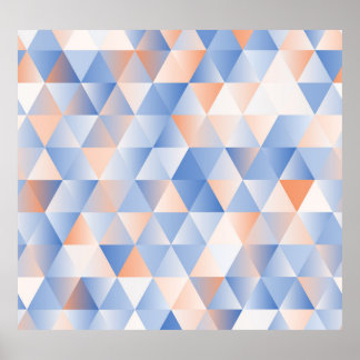 Soft Blue Orange Triangles Poster