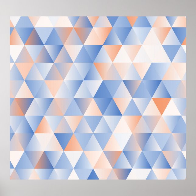 Soft Blue Orange Triangles Poster (Front)