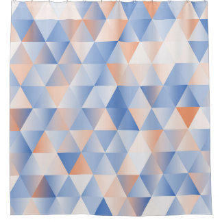 Soft Blue Orange Triangles Shower Curtain