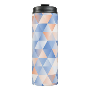 Soft Blue Orange Triangles Thermal Tumbler