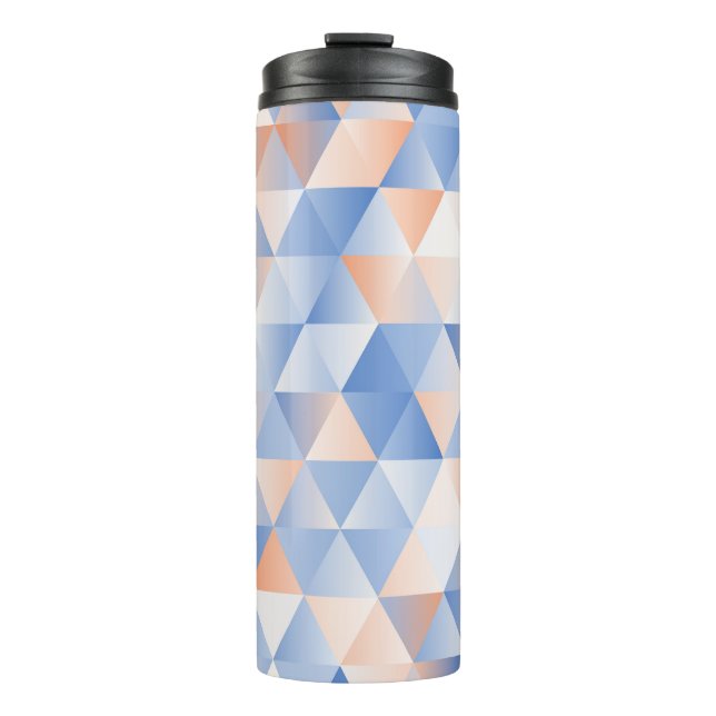 Soft Blue Orange Triangles Thermal Tumbler (Front)