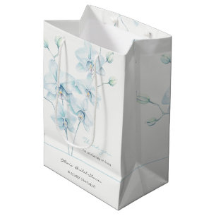 Soft Blue Orchid Bridal Shower Medium Gift Bag