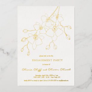 Soft Blue Orchid Engagement Party Invitation