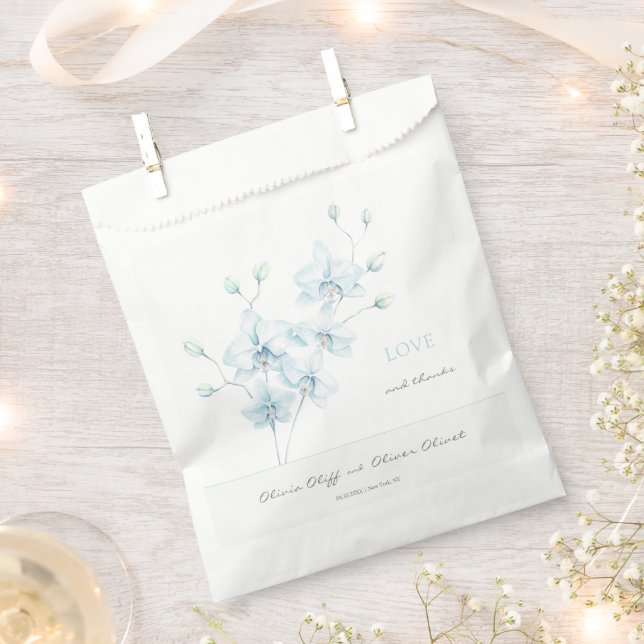 Soft Blue Orchid Wedding Favour Bag (Clipped)