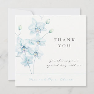 Soft Blue Orchid Wedding Thank You Card
