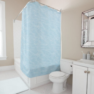 Soft Blue Organic Wave Pattern Bathroom Decor Shower Curtain