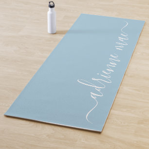 Soft Blue Personalized Name Reversible Yoga Mat