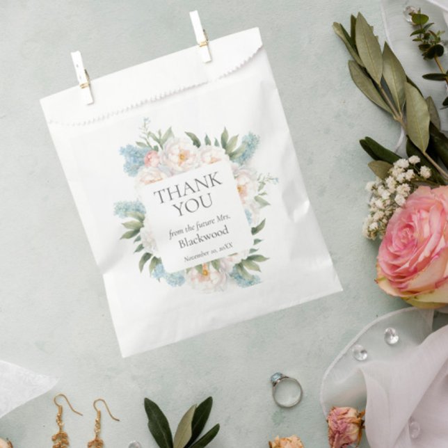 SOFT BLUE PINK BLOOMING FLOWERS BRIDAL Thank You Favour Bag (Creator Uploaded)