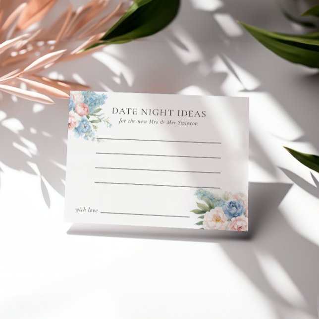 SOFT BLUE PINK FLOWERS BRIDAL SHOWER DATE NIGHT  INVITATION (Creator Uploaded)