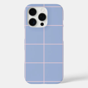 Soft Blue & Pink Grid Pattern iPhone 16 Pro Case