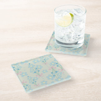 Soft Blue & Pink Harmony Glass Coaster