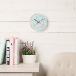 Soft Blue & Pink Harmony Round Clock
