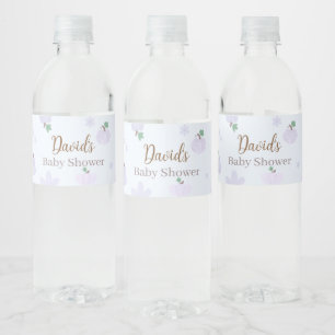 Soft Blue Pumpkin Baby Shower Water Bottle Label