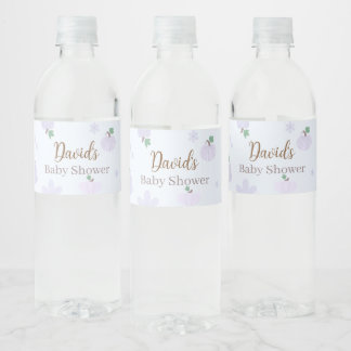 Soft Blue Pumpkin Baby Shower Water Bottle Label