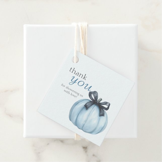 Soft Blue Pumpkin Thanks  Favour Tags (In Situ)
