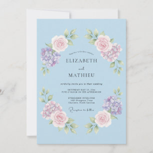 Soft Blue Romantic Spring Wedding Invitation