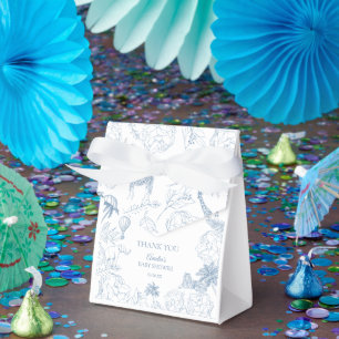 Soft Blue Safari Jungle Animals Baby Shower Favour Box