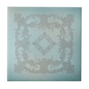 Soft blue Scrolls with an old world feel Ceramic Tile