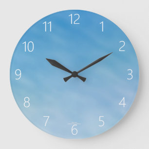 Soft Blue Sky And Wispy Clouds Large Clock