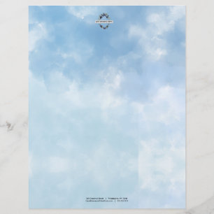 Soft Blue Sky Watercolor Cloud Custom Letterhead