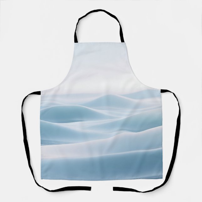 Soft Blue Snowy Dunes Winter Serenity Apron (Front)