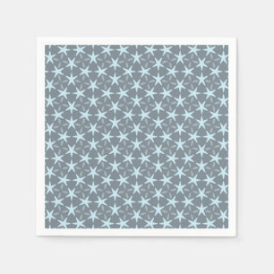 Soft Blue Starburst on Slate Grey Pattern Napkin