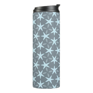 Soft Blue Starburst on Slate Grey Pattern Thermal Tumbler