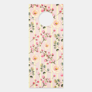 Soft Blue Stripe Floral  Door Hanger