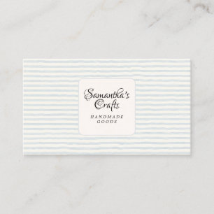 Soft Blue Striped Handmade Brand Design Business Card