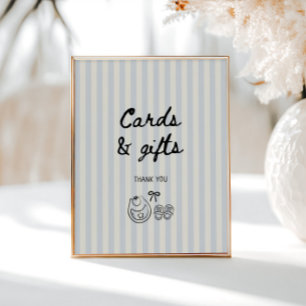 Soft Blue Stripes Baby Shower Cards and Gifts Poster