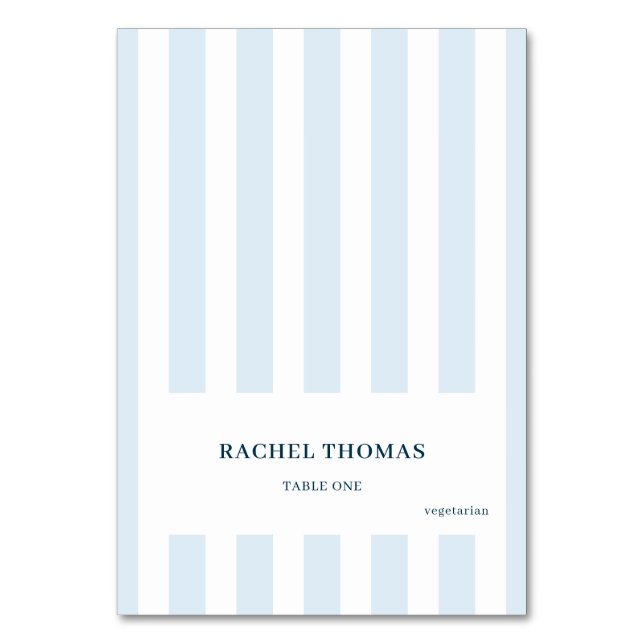 Soft Blue Stripes Place Card (Front)