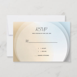 Soft Blue Tan Gold Abstract Romantic Beach Wedding RSVP Card