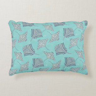 Soft Blue Tribal Stingrays Decorative Cushion