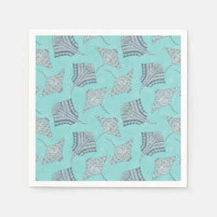 Soft Blue Tribal Stingrays Napkin