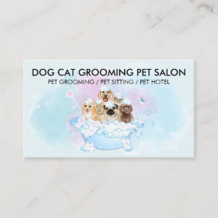 Soft Blue Water Dogs cats Groomer Appointment Business Card