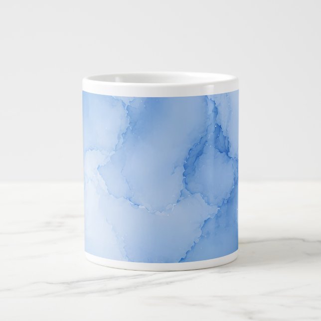 Soft Blue Watercolor Abstract Large Coffee Mug (Front)