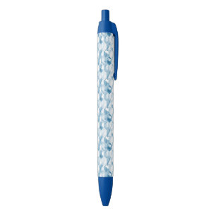 Soft Blue Watercolor Canotype Pattern Black Ink Pen