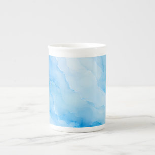 Soft Blue Watercolor Marble Bone China Mug