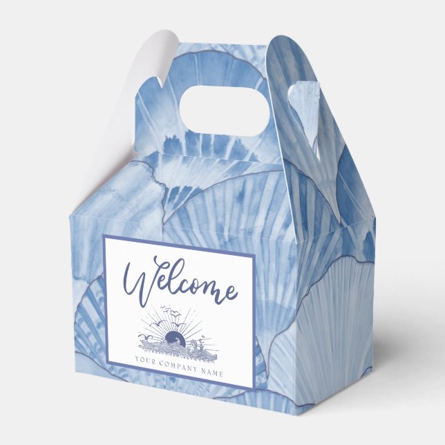 Soft Blue Watercolor Seashell Custom Favour Box (Front Side)