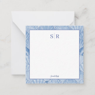 Soft Blue Watercolor Seashell Custom Note Card