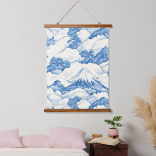 Soft Blue Watercolor Snow Mountain Landscape Hanging Tapestry