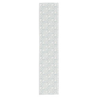 Soft Blue Wavy Floral Stripe, Bone Short Table Runner