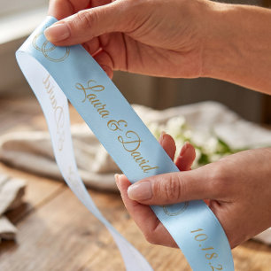 Soft Blue Wedding Personalised Name Ribbon Satin Ribbon