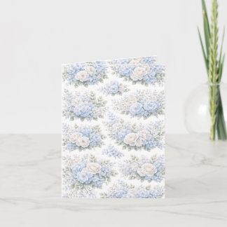 Soft Blue White Floral Bouquet Pattern Romantic Invitation