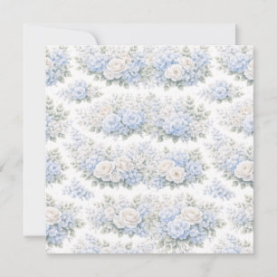 Soft Blue White Floral Bouquet Pattern Romantic Thank You Card