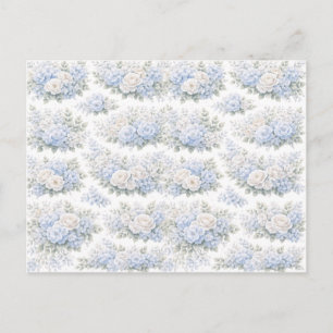 Soft Blue White Floral Bouquet Romantic Elegant Postcard