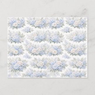 Soft Blue White Floral Bouquet Romantic Elegant Postcard