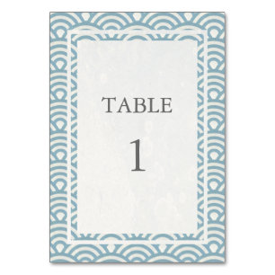 Soft Blue + White Japanese Seigha Table Number